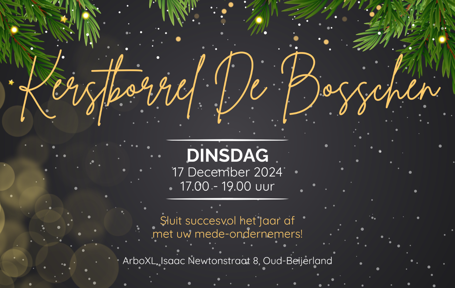 Dark Green Gold Decorative Christmas Party Invitation 1 laag